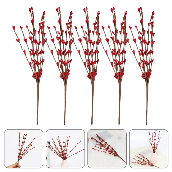 LOLIPPYY 5Pcs Fake Red Berry Picks for Christmas Tree and Thanksgiving Home Decoration
