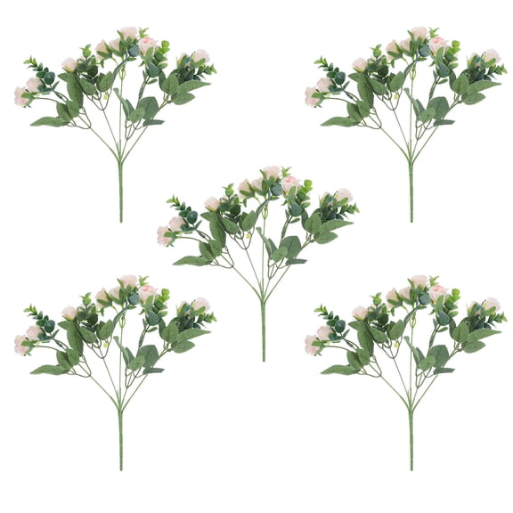 LOLIPPYY 5Pcs Faux Rose Flower Stems Artificial Plastic Bouquet for Home Party Balcony Decoration