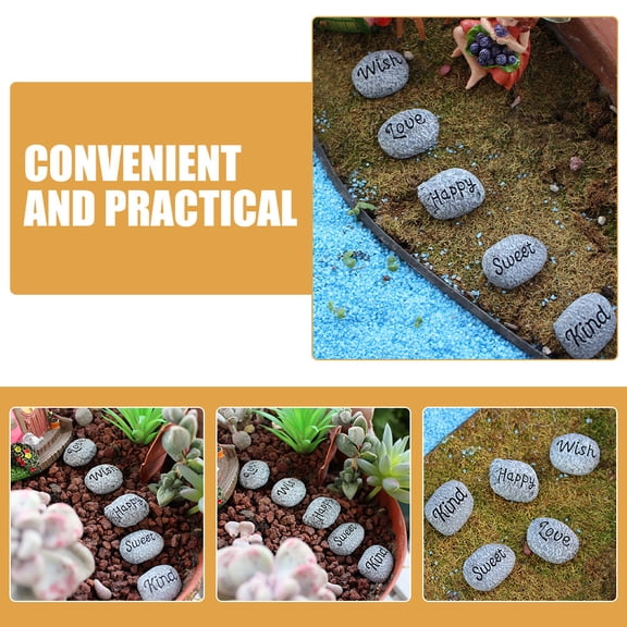 LOLIPPYY 5Pcs Grey Pebbles Outdoor Landscaping Stones for Garden and Flowerpot Decoration