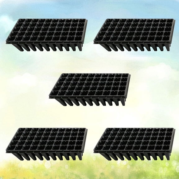 LOLIPPYY 5-Pack Black Plastic Tray with 50 Cell Compartments for Optimal Root Growth and Plant Propagation