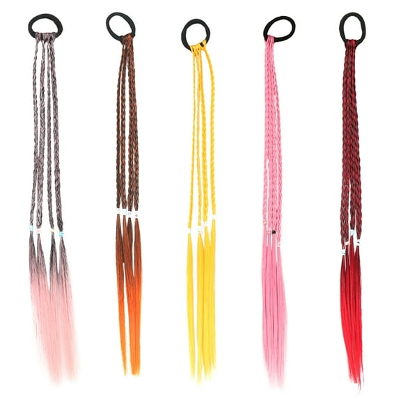 LOLIPPYY 5-Pack Hair Ropes for Children, Creative Braids Wigs, Elastic Hair Ties for Ponytails and Pigtails