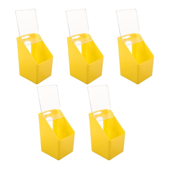 LOLIPPYY 5Pcs Hanging Yellow Bird Feeder with Protective Lid for Quail and Cage Poultry Feeding