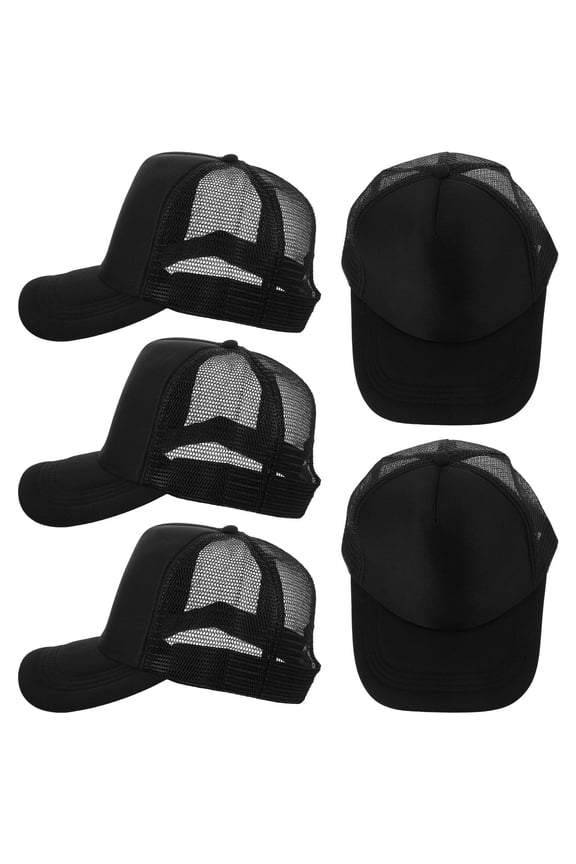 5Pcs Heat Transfer Blank Baseball Hats Black Mesh Caps for Custom Sublimation