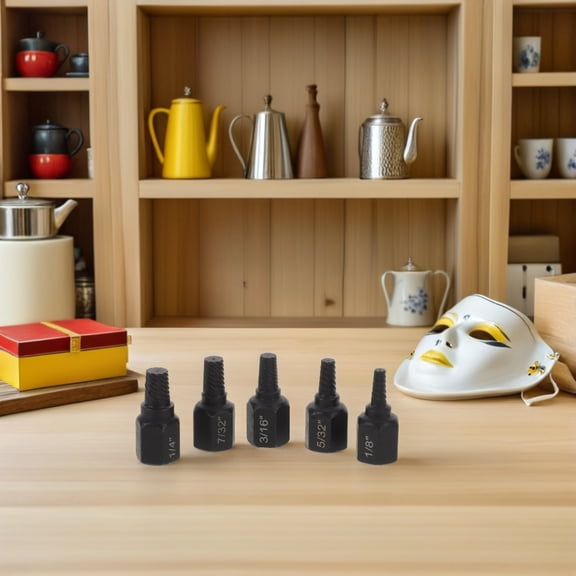 LOLIPPYY 5Pcs Heavy Duty Broken Screw Extractor Set Spiral Flute Bolt Remover for Household Use