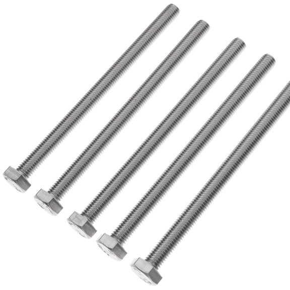 LOLIPPYY 5Pcs Hexagon Head Stainless Steel Bolt Kit Flat Head Fully Threaded Plated Silver Finish