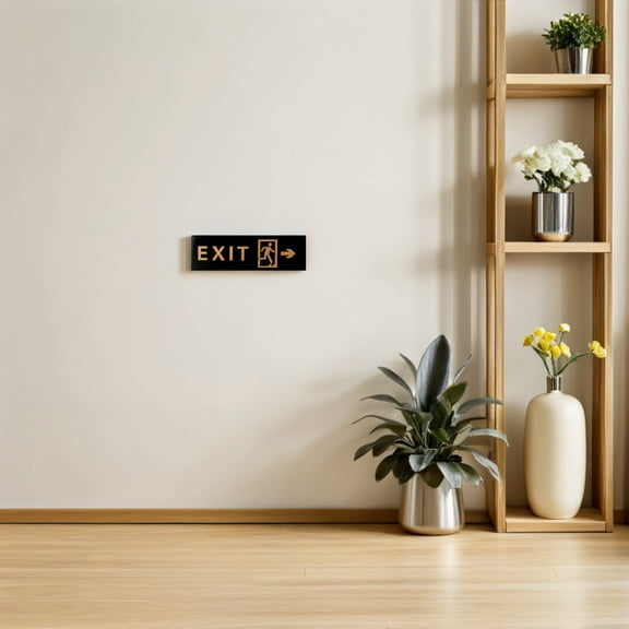 LOLIPPYY 5Pcs Indoor Outdoor Exit Sign with Arrow Acrylic Self Adhesive for Office and Business
