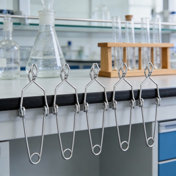 LOLIPPYY 5-Pack Stainless Steel Laboratory Support Clamps for Secure Test Tube Holding and Accurate Storage