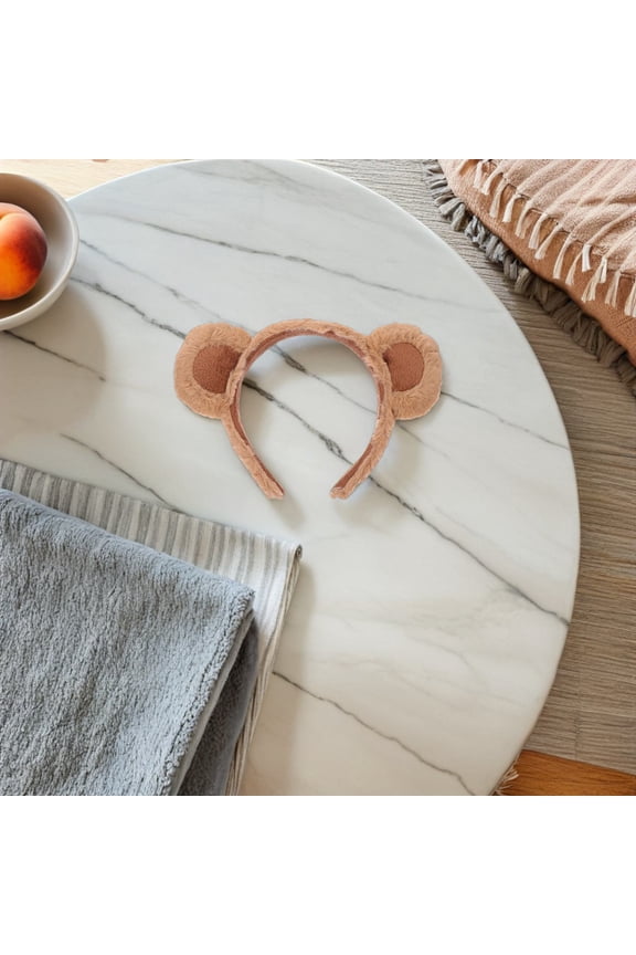 5Pcs Lightweight Brown Plush Bear Ear Headband Soft Hair Hoop for Cosplay Events