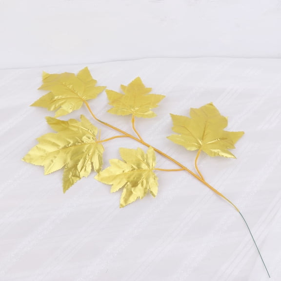 LOLIPPYY 5 Pieces Maple Leaf Decorations, Golden Leaf Shaped Autumn Ornaments for Thanksgiving Home Decor Accessories