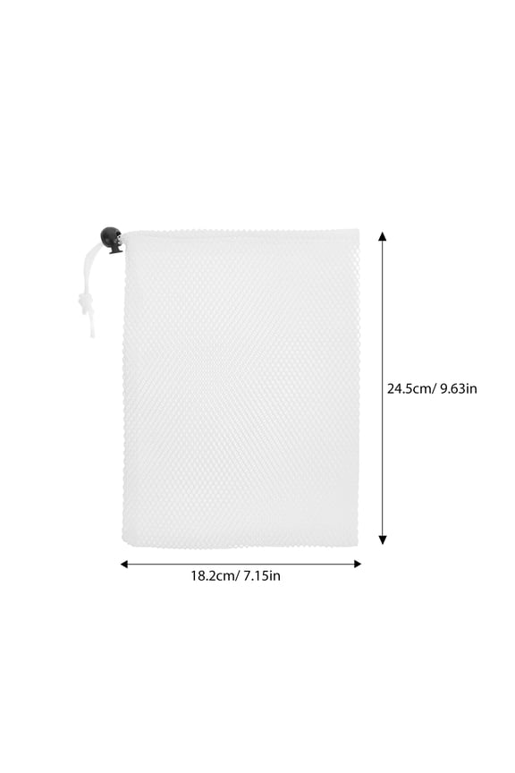 5-Pack White Mesh Drawstring Bags for Travel, Clothes Storage and Household Organization