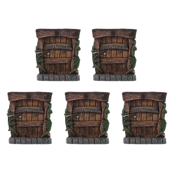 LOLIPPYY 5Pcs Miniature Resin Gate Ornament Brown Garden Decoration for Fairy Gardens and Plant Pots