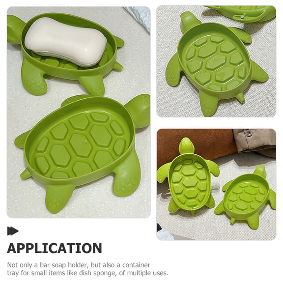 LOLIPPYY 5Pcs Multi Functional Turtle Soap Tray Green Self Draining Soap Holder for Sink