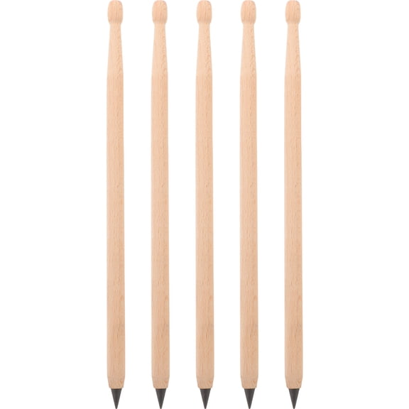 LOLIPPYY 5-Pack Khaki Wooden Drumstick Shaped Erasable Office Pencils for Musicians and