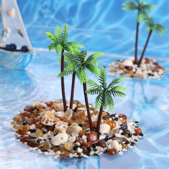 LOLIPPYY 5-Piece Plastic Palm Tree Craft Kit, Green Miniature Landscape Decor for Home, Garden, Terrarium, Display