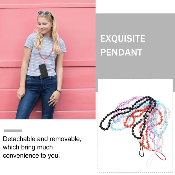 LOLIPPYY 5-Pack Crystal Phone Charm Strings with Delicate Lanyards for Mobile Phones Daily Use and Accessories