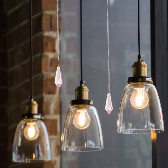 LOLIPPYY 5Pcs Pink Glass Teardrop Prism Beads for Suncatcher Making Supplies Replacement Prisms