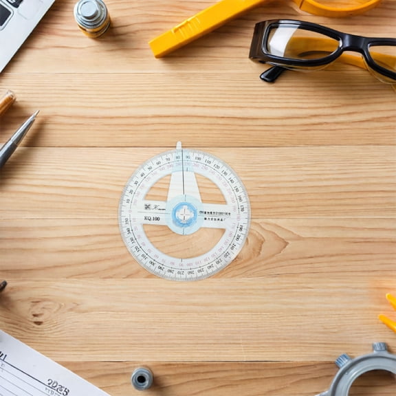 LOLIPPYY 5Pcs Plastic Circular Protractor Ruler with Pointer Design for Accurate Office and School Use