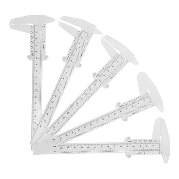 LOLIPPYY 5Pcs Plastic Vernier Calipers White Lightweight Measuring Tool with Vernier Scale for Precise Measurements