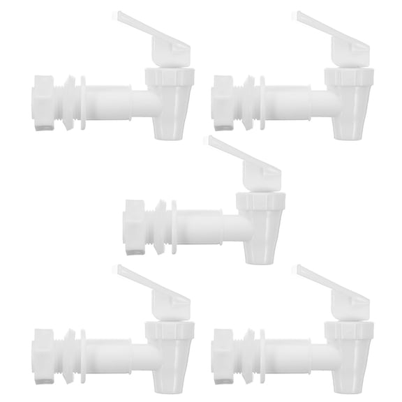 LOLIPPYY 5Pcs Plastic Water Spigot Replacement White Tap for Water Jug Dispenser with Quick Install