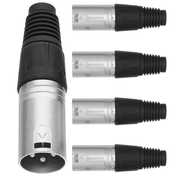 LOLIPPYY 5Pcs Plated Silver 3 Pin Xlr Male Audio Plug Connector for Power Amplifier and Microphone Accessories