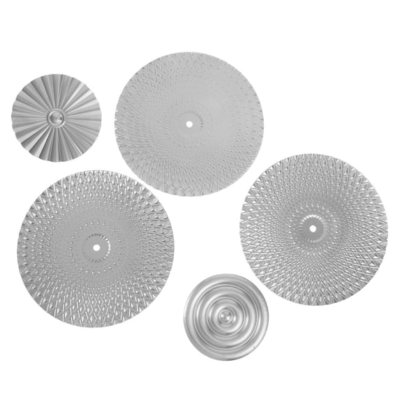 LOLIPPYY 5Pcs Plated Silver Metal Wall Decor Large Sunburst Sculpture for Living Room Entryway Decoration