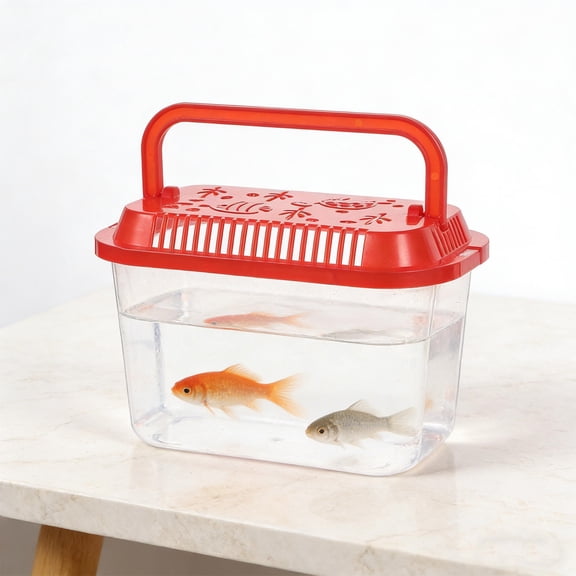 LOLIPPYY 5Pcs Portable Fish Transport Container Clear Plastic Fish Tank for Travel and Moving