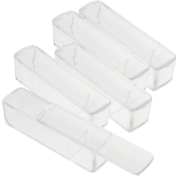 LOLIPPYY 5Pcs Rectangular Stamper Storage Box Transparent Plastic Slide Lid Seal Case