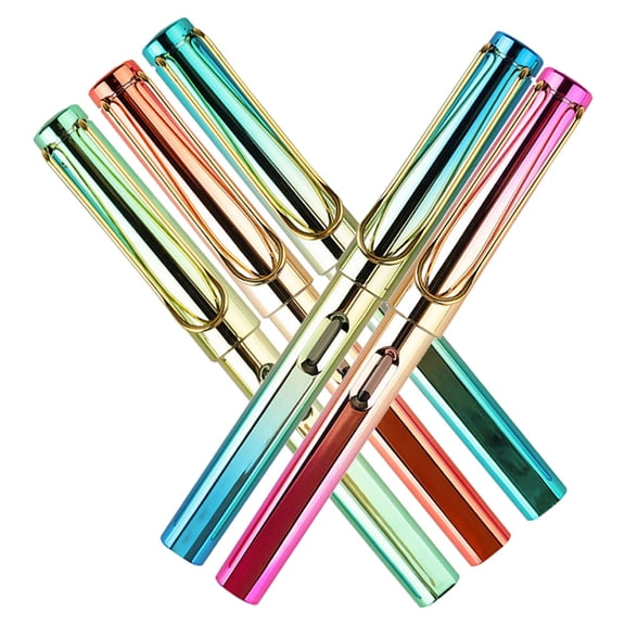 LOLIPPYY 5Pcs Refillable Fountain Pen Set Assorted Colors Smooth Ink Pen for Office Stationery