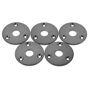LOLIPPYY 5-Pack Black Metal Electric Guitar Output Jack Plates with Screws for Secure and Stable Installation