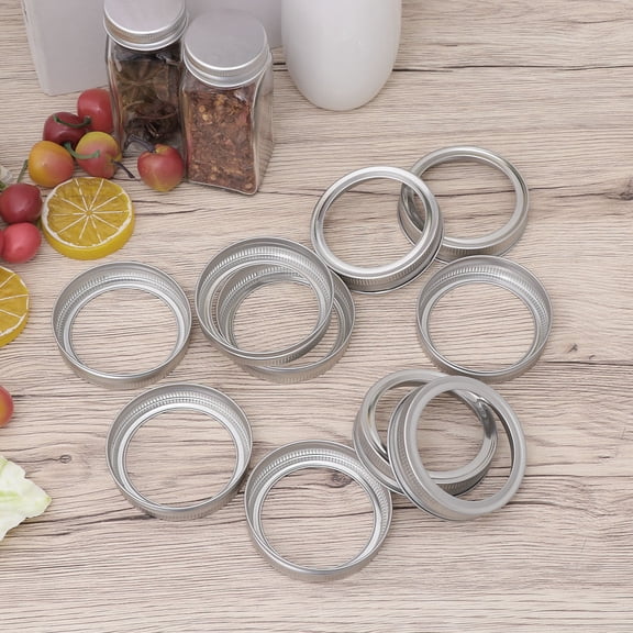 LOLIPPYY 5-Pack Rust-Resistant Iron Jar Lids and Bands for Canning, Sprouting, Preserving, and Kitchen Storage Use