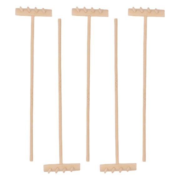 LOLIPPYY 5Pcs Sandbox Rake Assorted Color Wood Gardening Supplies Tea Ceremony