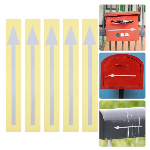 LOLIPPYY 5-Pack Self-Adhesive Reflective Arrow Stickers for Mailbox, Enhanced Night Visibility and & Stick Application