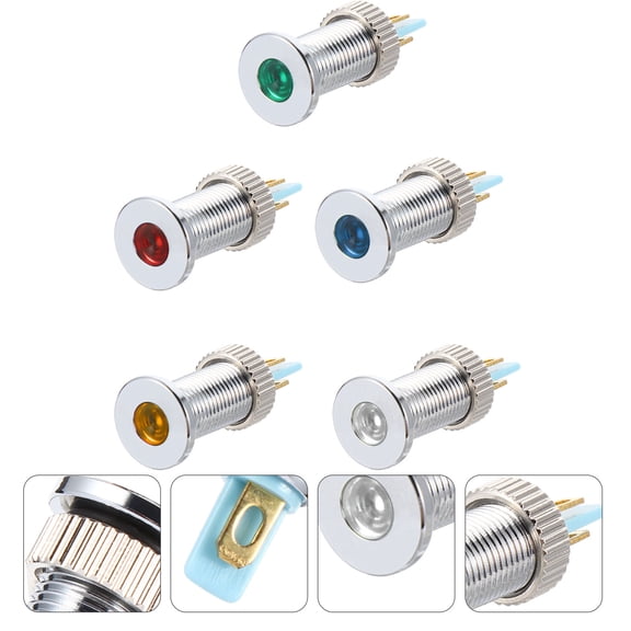 LOLIPPYY 5Pcs Simple Design Steering Column Indicator Light for Car with Assorted Color 8mm