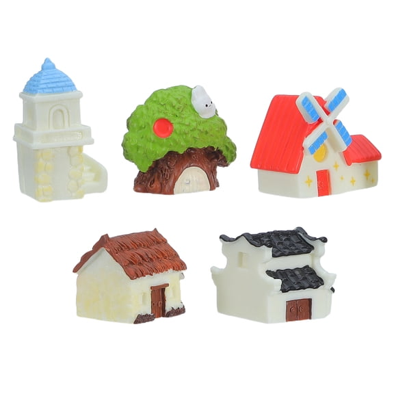 LOLIPPYY 5Pcs Small Micro Village House Ornaments for DIY Garden and Indoor Decoration