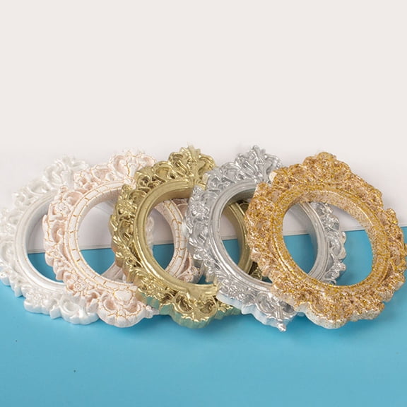 LOLIPPYY 5Pcs Small Resin Vintage Picture Frames Assorted Colors for Wedding Decoration