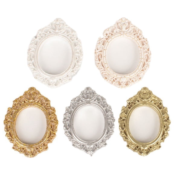 LOLIPPYY 5Pcs Miniature Retro Resin Picture Frames in Assorted Colors for Wedding and Home Decor