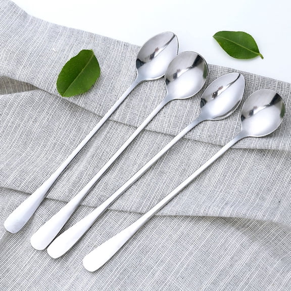 LOLIPPYY Modern Stainless Steel Coffee Spoon Long Handle for Eating Use 5Pcs