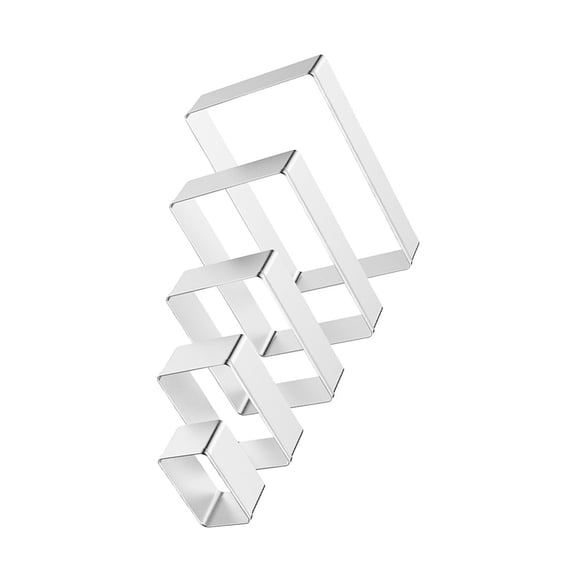 LOLIPPYY 5Pcs Stainless Steel Rectangular Cookie Cutter for Baking Cake Rings and Fondant Molds