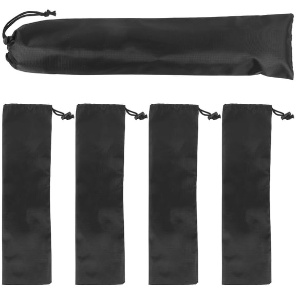 LOLIPPYY 5Pcs Tent Rod Carrying Bag Wear Resistant Black Storage Pouch for Camping Outdoors