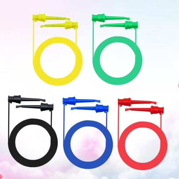 LOLIPPYY 5-Pack Test Hook with Silicone Insulated Cable for Accurate and Safe Electrical Testing Applications
