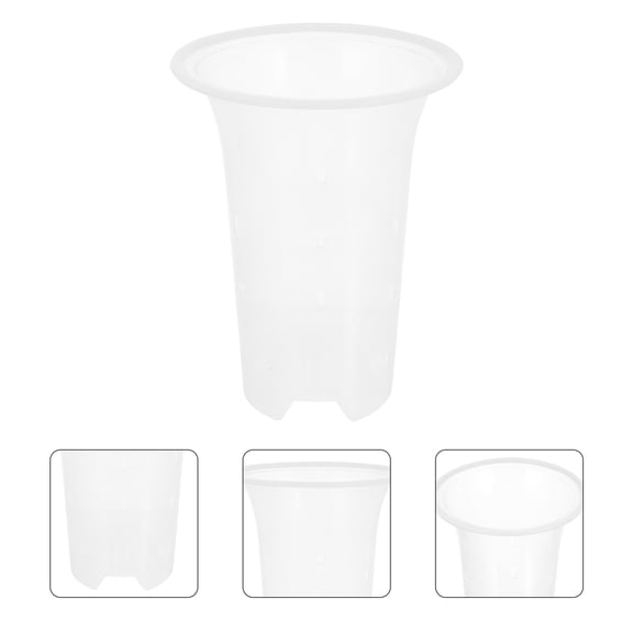 LOLIPPYY 5Pcs Transparent Plastic Flower Planters with Drainage Holes for Balcony and Garden Decoration
