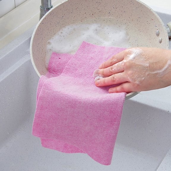 LOLIPPYY 5Pcs Violet Kitchen Cloth with Strong Scouring Power for Cleaning Bowls Dishes and Fruit