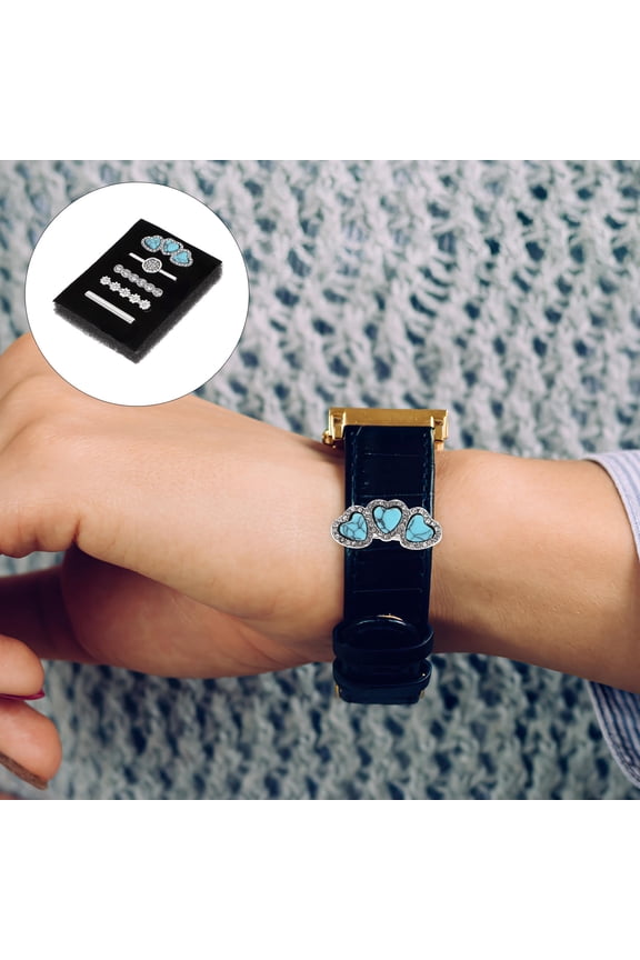 5-Pack Metal Watch Strap Charms for Silicone Bands, Unique Decorative Accessories for Smartwatches