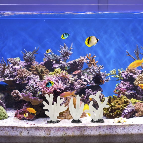 LOLIPPYY 5Pcs White Fish Tank Coral Aquarium Landscape Supplies with Stable Bottom