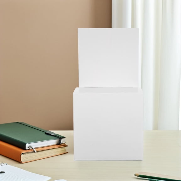LOLIPPYY 5Pcs White Foldable Donation Box with Slot for Cards Voting and Feedback