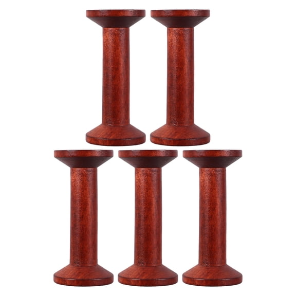 LOLIPPYY 5Pcs Wooden Sewing Spools for Embroidery Thread and Small Craft Projects Brown