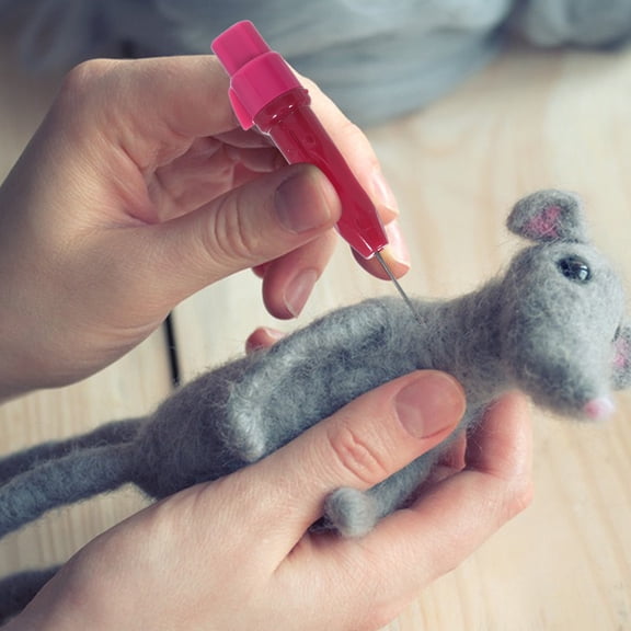 LOLIPPYY 5Pcs Wool Felting Needle Set Rosy Color with Pen Style Handle for Home and Studio Felting Use