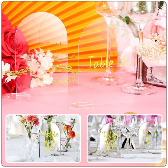 LOLIPPYY 5Set Transparent Acrylic Wedding Number Rack Tabletop Seating Sign Display Stand