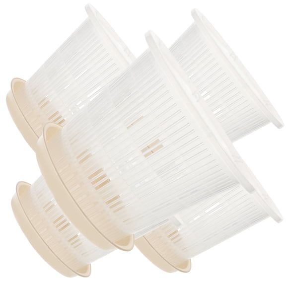 LOLIPPYY 5Sets Lovely White Plastic Plant Cups with Patent Holes for Drainage and Airflow in Home Gardens