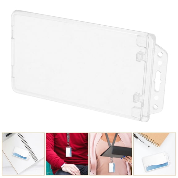 LOLIPPYY 5pcs Clear Cards Covers ABS Badge Cover for Security Badges in School